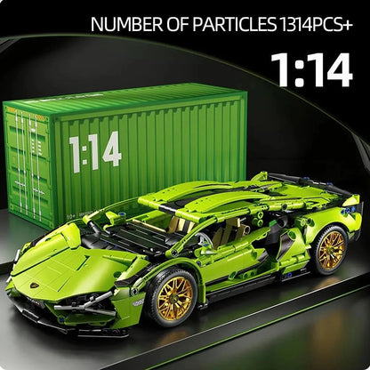 1:14 Green Bull Supercar Building Set – 1280pcs