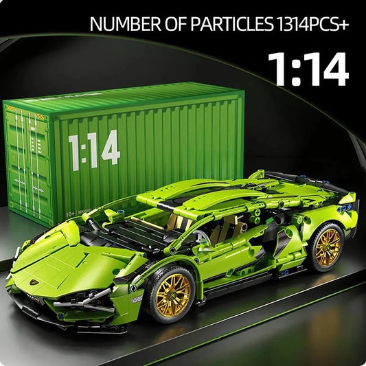 1:14 Green Bull Supercar Building Set – 1280pcs