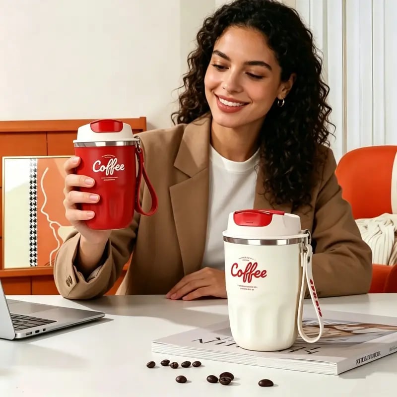 Stainless Steel Insulated Coffee Mug with Lid